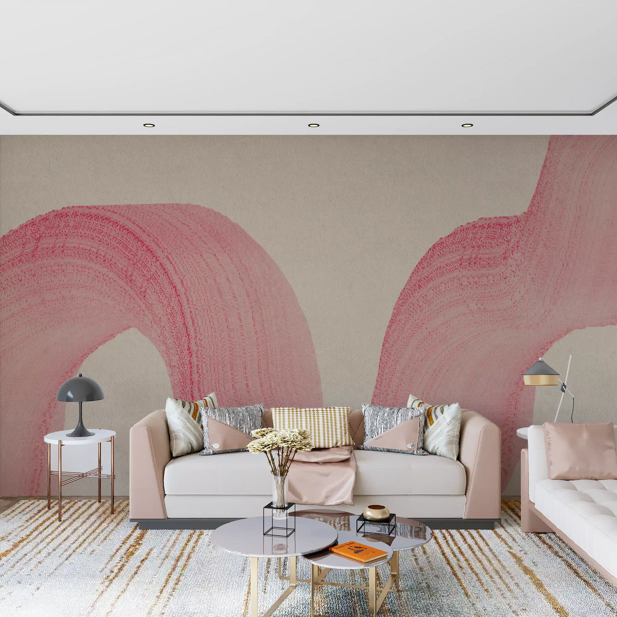 Abstract Crimson Fluid Waves Wall Mural