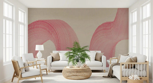 Abstract Crimson Fluid Waves Wall Mural