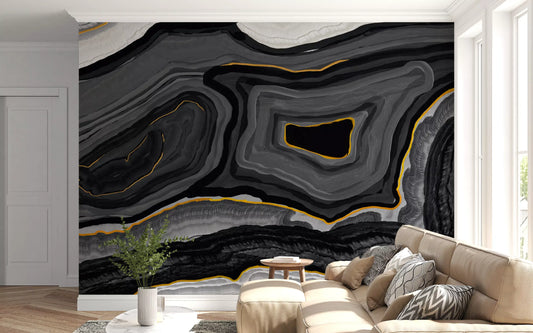 Monochrome Agate Flow Wall Mural