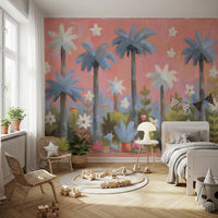 Pink Tropical Garden Oasis Wall Mural