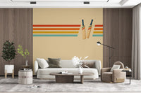 Vintage Cricket Stripes Wall Mural