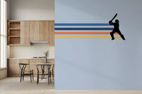 Retro Cricket Player Silhouette Wall Mural