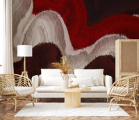 Crimson and Cream Flow Abstract Wall Mural