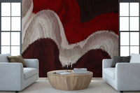 Crimson and Cream Flow Abstract Wall Mural