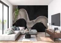 Charcoal Tonal Wave Abstract Wall Mural