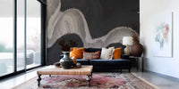 Charcoal Tonal Wave Abstract Wall Mural