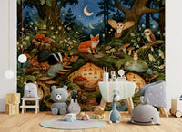 Nocturnal Forest Critters Sanctuary Wall Mural