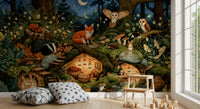 Nocturnal Forest Critters Sanctuary Wall Mural