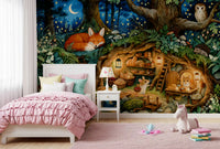 Enchanted Woodland Burrow Scene Wall Mural