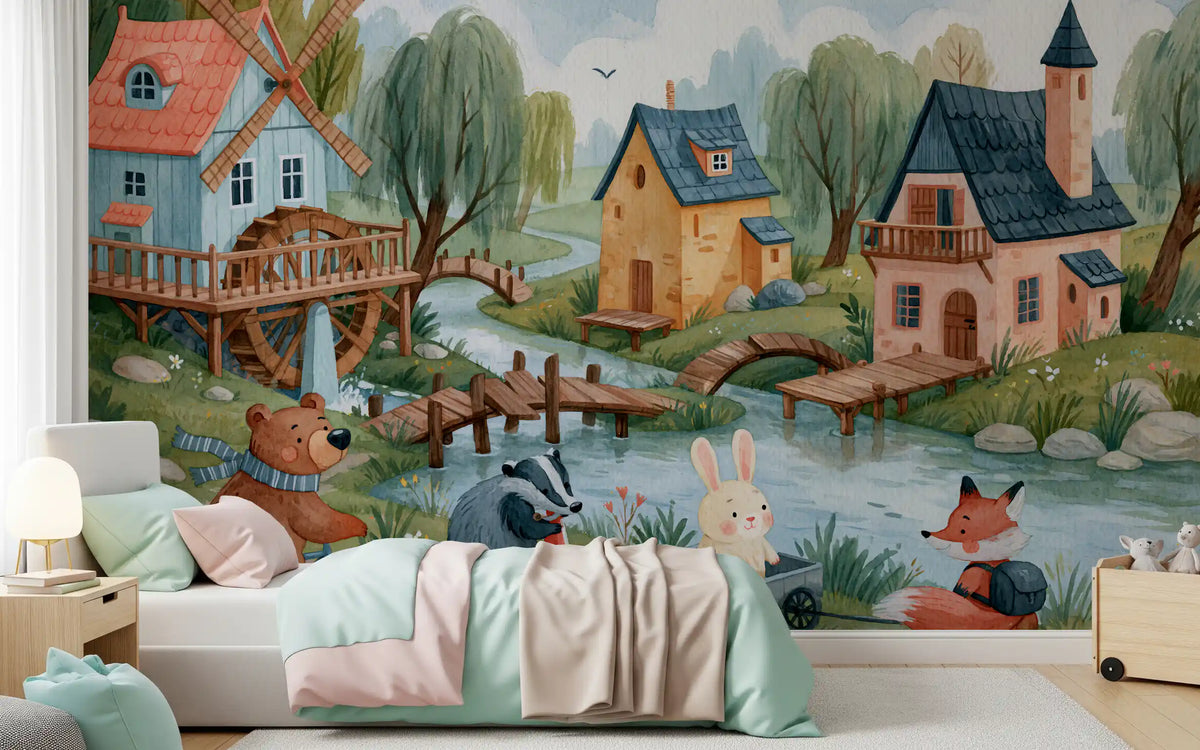 Woodland Friends Village Adventure Wall Mural