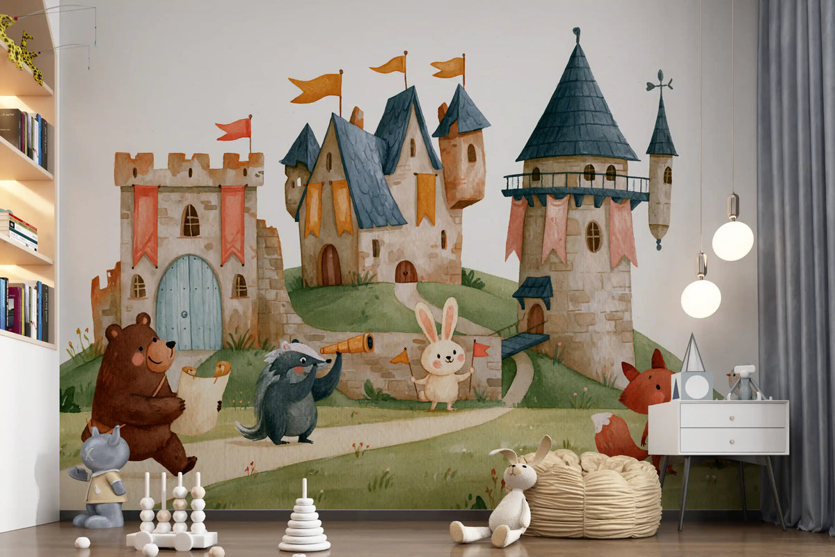Woodland Friends on a Castle Adventure Wall Mural