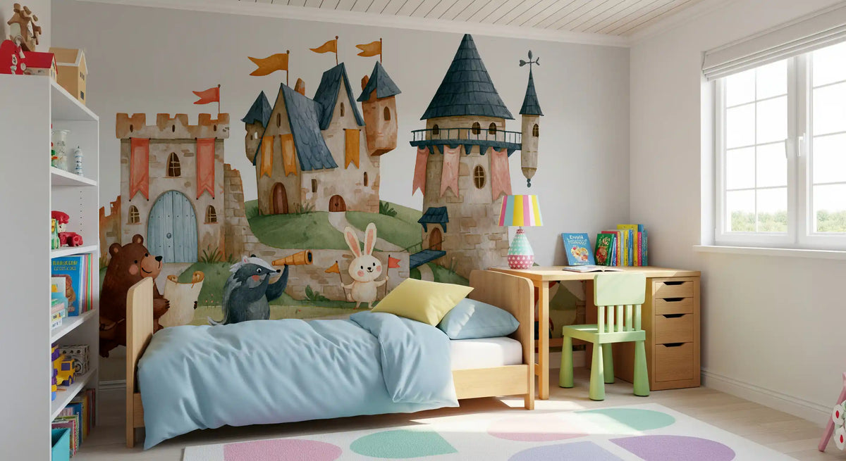 Woodland Friends on a Castle Adventure Wall Mural