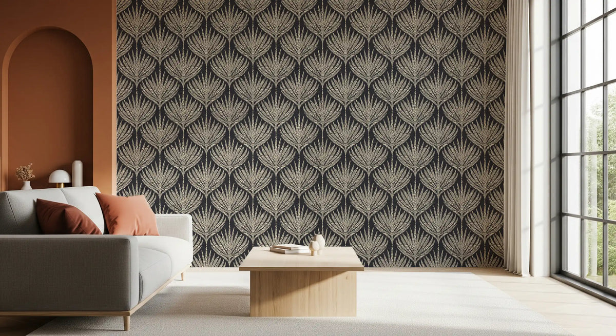 Graphic Fan Botanical Silhouette Wallpaper⁠