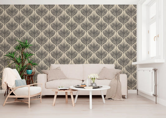 Graphic Fan Palm Silhouette Wallpaper⁠