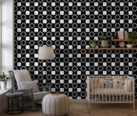Minimalist Black and White Geometric Grid Wallpaper⁠