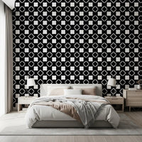 Minimalist Black and White Geometric Grid Wallpaper⁠
