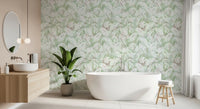 Abstract Painted Foliage in Sage Wallpaper⁠