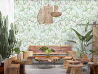 Abstract Painted Foliage in Sage Wallpaper⁠
