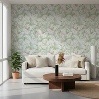 Abstract Painted Foliage in Sage Wallpaper⁠