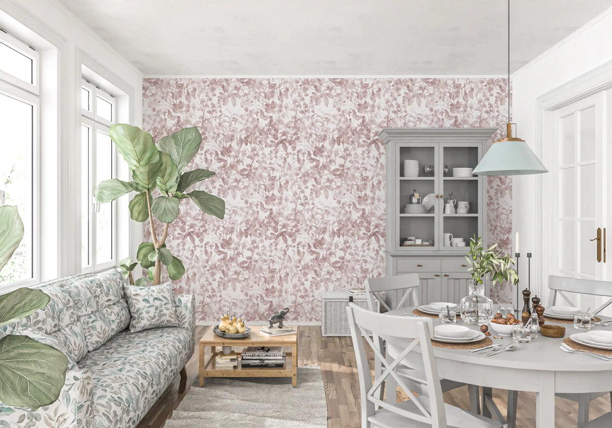 Blush Botanical Meadow Sketch Wallpaper⁠
