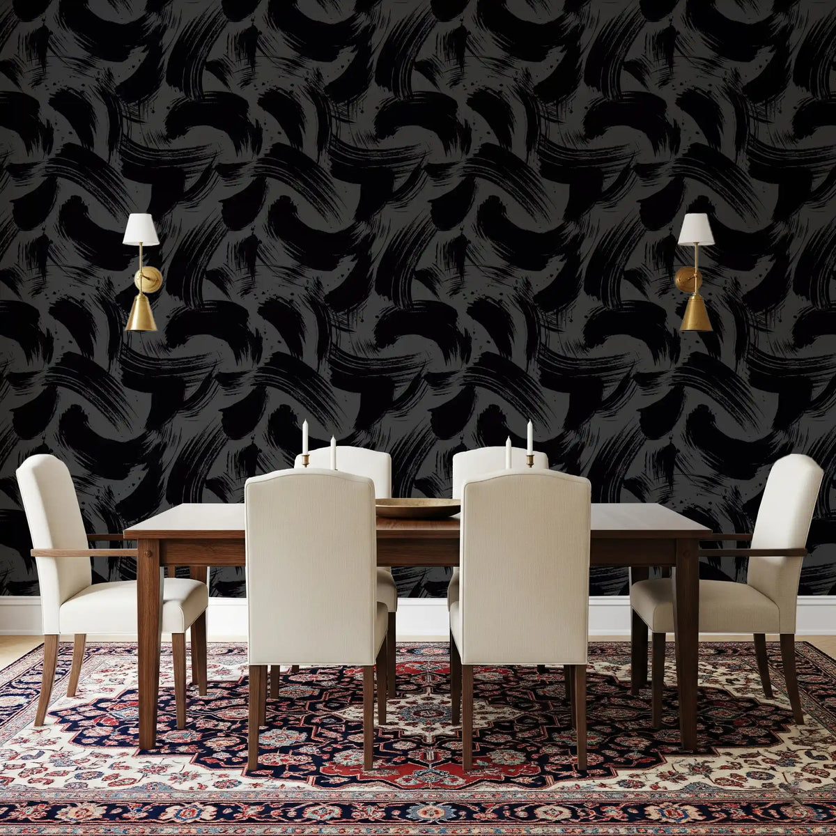 Midnight Ink Swirls Pattern Wallpaper⁠