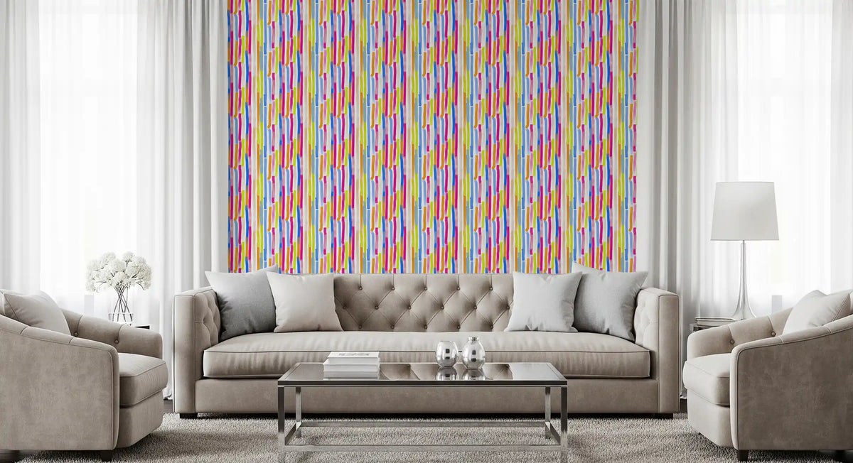Vibrant Multicolored Vertical Brushstrokes Wallpaper⁠