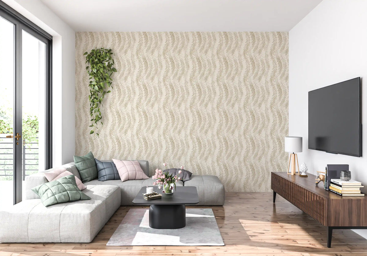 Beige Woven Leaf Trails Wallpaper⁠