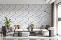 Indigo Wave Botanical Arches Wallpaper⁠