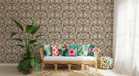 Olive and Blush Organic Abstract Botanical Pattern Wallpaper⁠