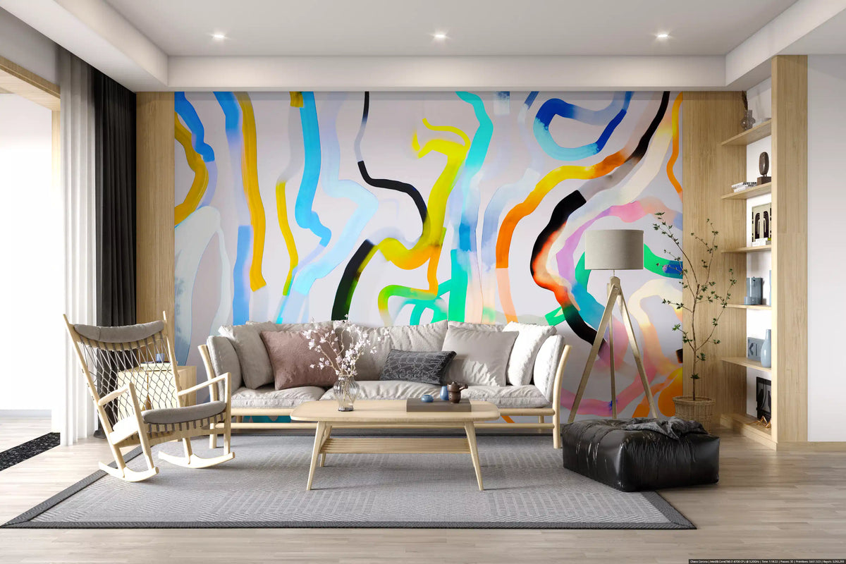 Vibrant Fluid Stroke Composition Wall Mural