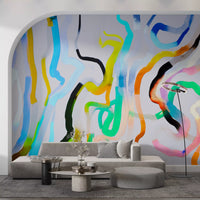Vibrant Fluid Stroke Composition Wall Mural