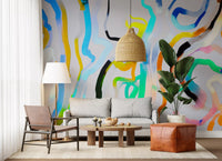 Vibrant Fluid Stroke Composition Wall Mural