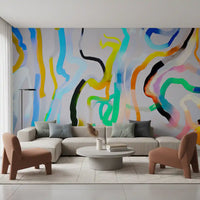 Vibrant Fluid Stroke Composition Wall Mural