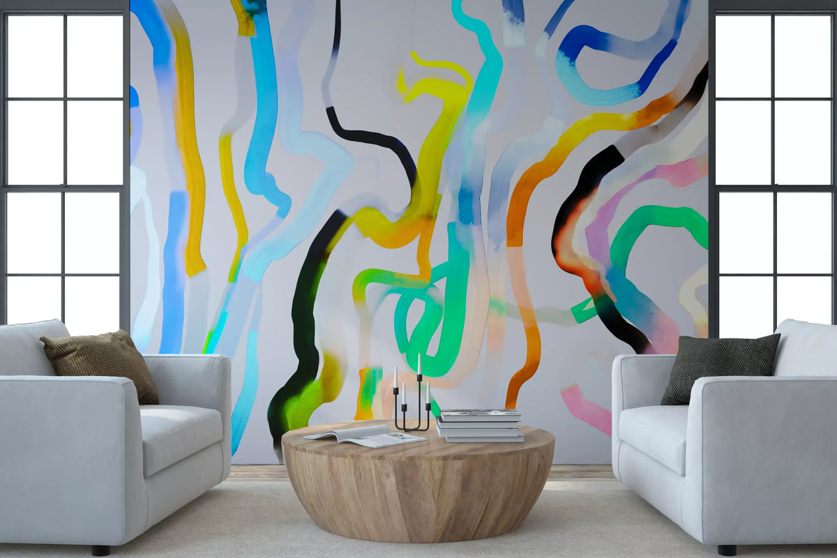 Vibrant Fluid Stroke Composition Wall Mural