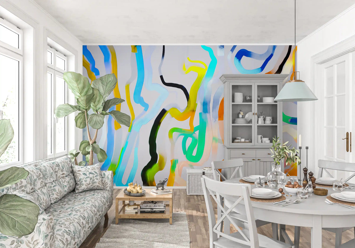 Vibrant Fluid Stroke Composition Wall Mural