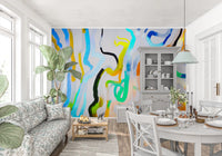 Vibrant Fluid Stroke Composition Wall Mural
