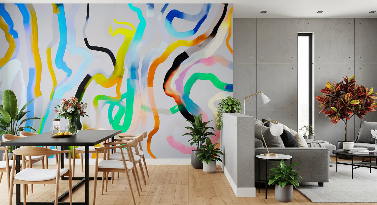 Vibrant Fluid Stroke Composition Wall Mural