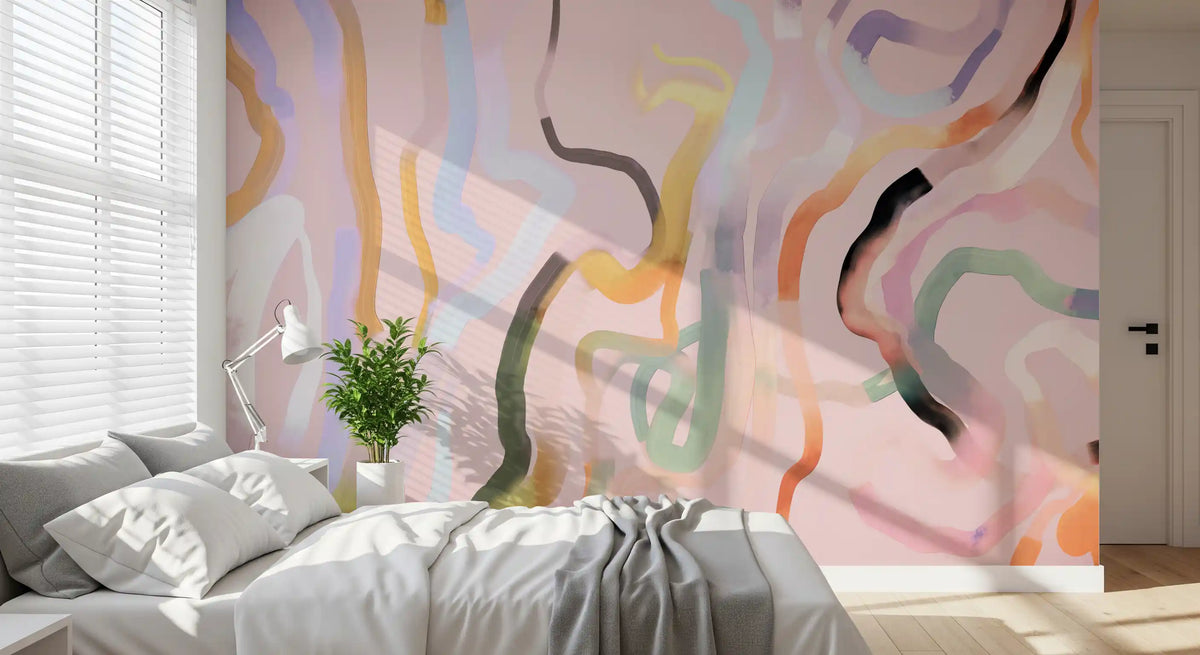 Abstract Painted Ribbons Wall Mural
