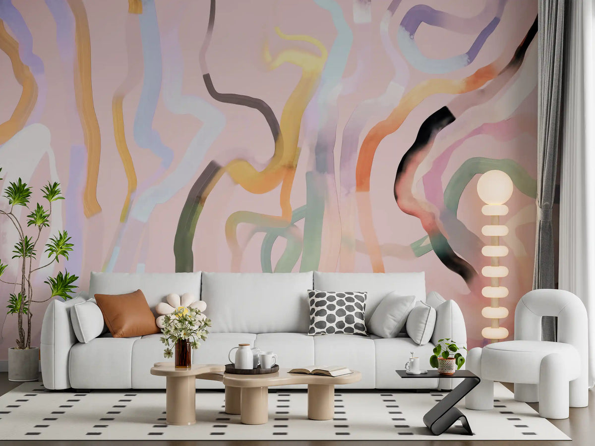 Abstract Painted Ribbons Wall Mural