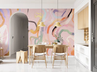Abstract Painted Ribbons Wall Mural