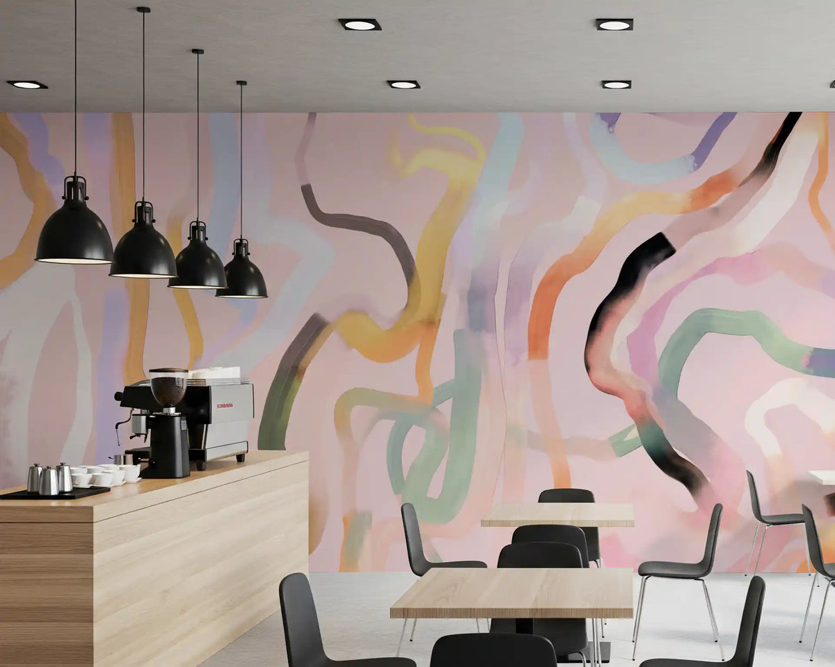 Abstract Painted Ribbons Wall Mural