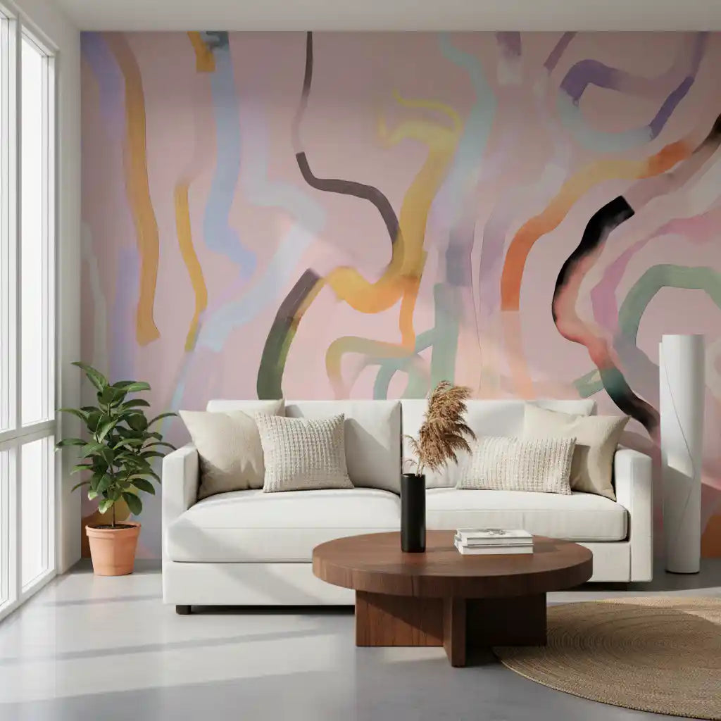 Abstract Painted Ribbons Wall Mural