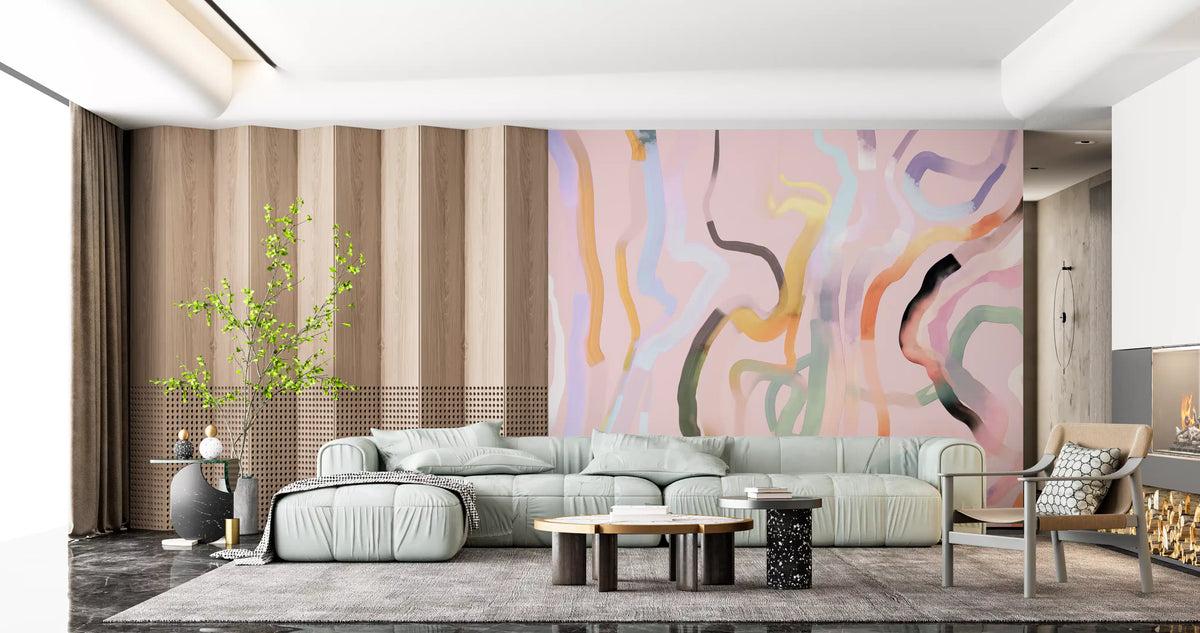Abstract Painted Ribbons Wall Mural