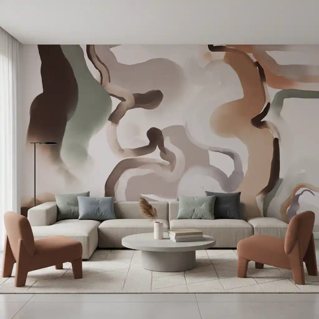 Organic Earthy Abstract Curves Wall Mural