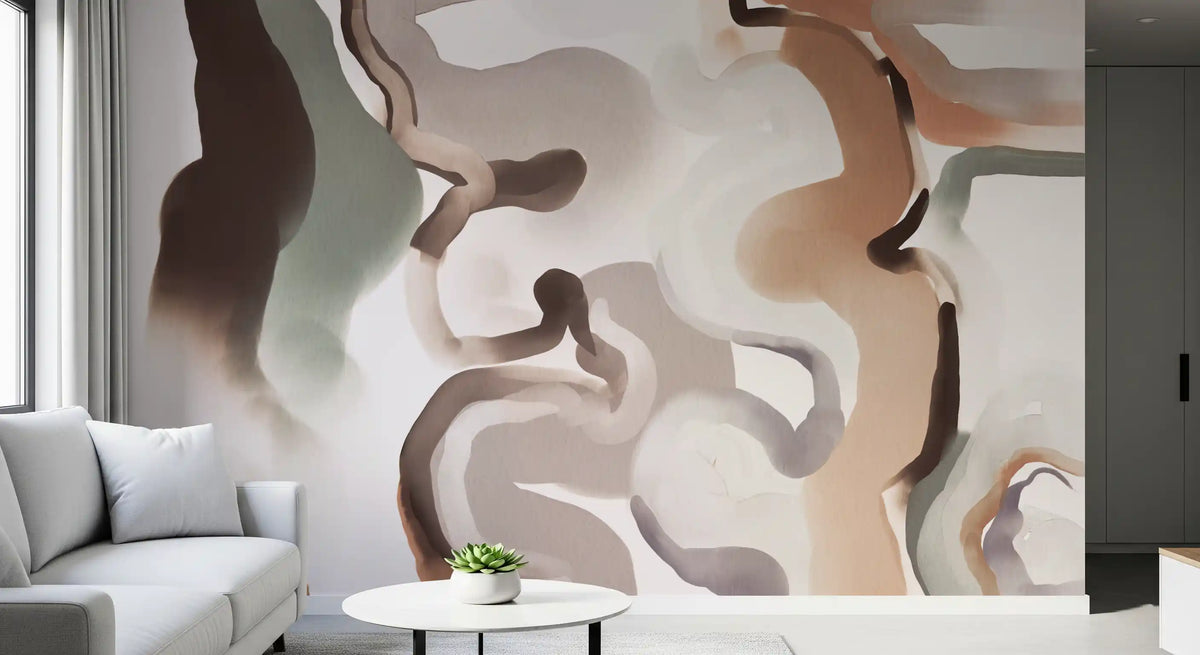 Organic Earthy Abstract Curves Wall Mural