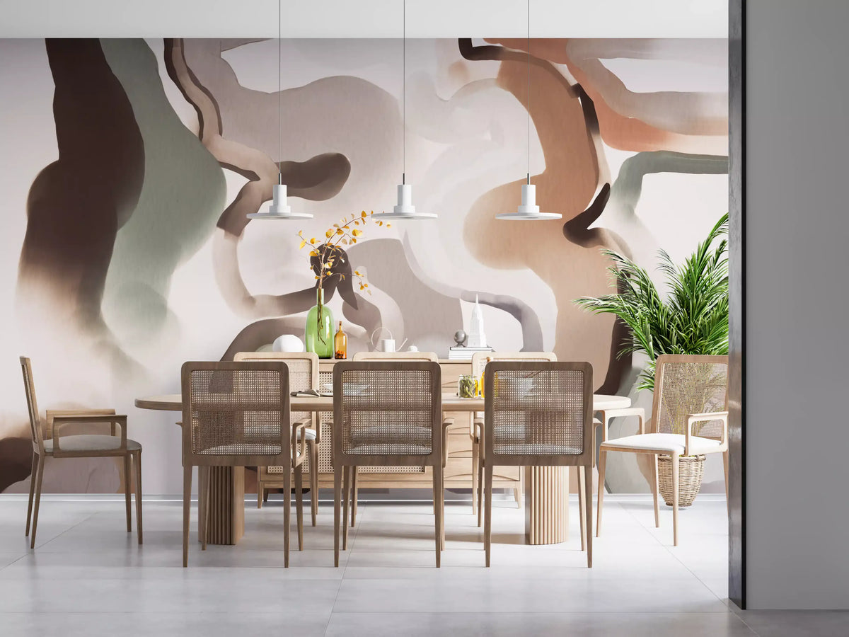 Organic Earthy Abstract Curves Wall Mural