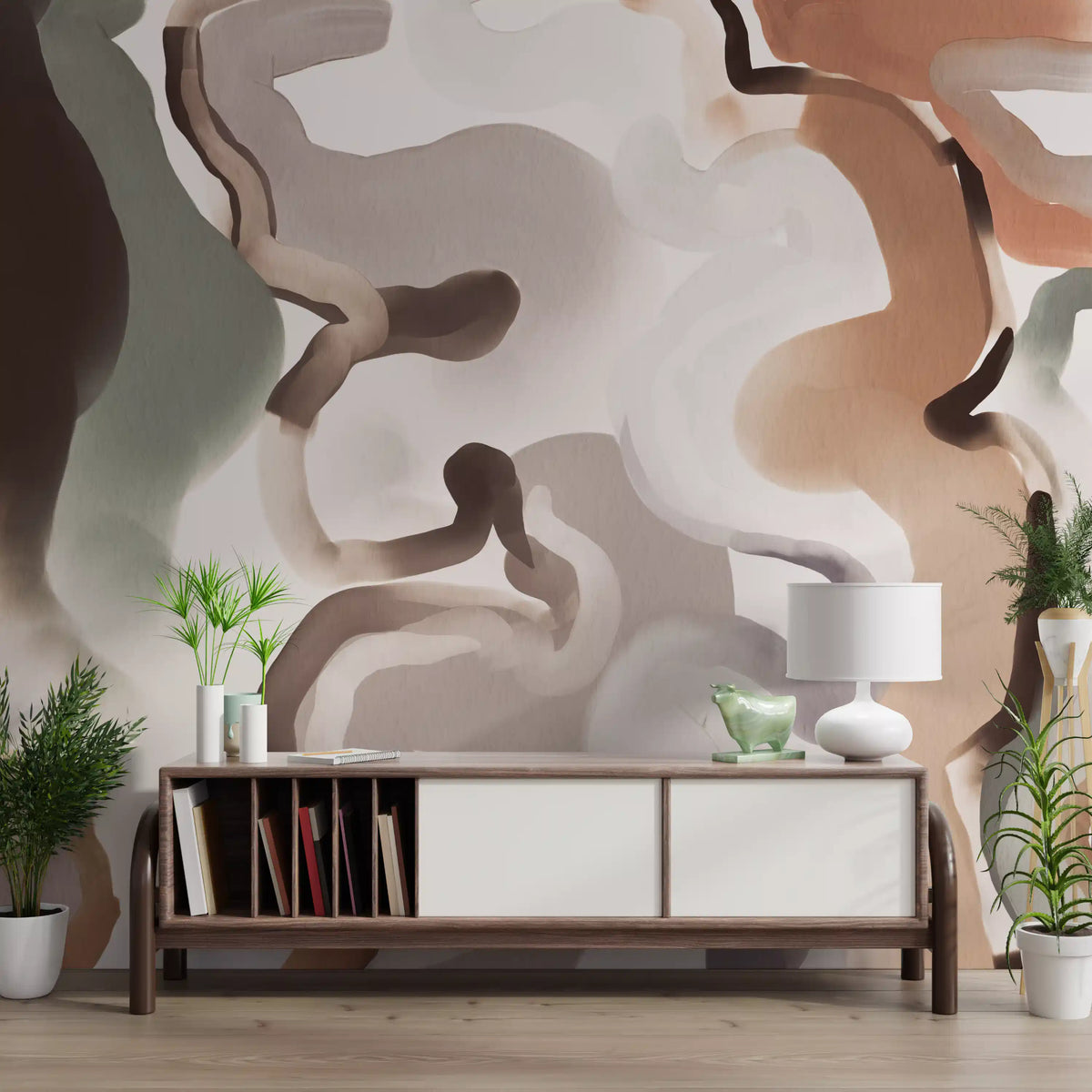 Organic Earthy Abstract Curves Wall Mural