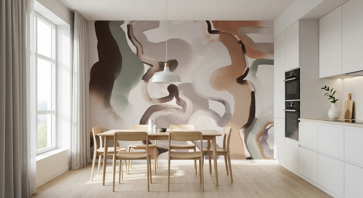 Organic Earthy Abstract Curves Wall Mural