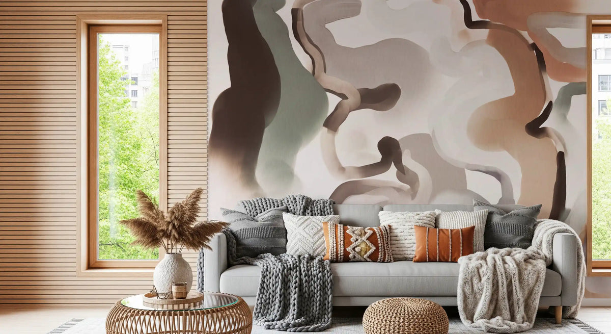 Organic Earthy Abstract Curves Wall Mural