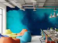 Deep Azure Watercolor Wash Wall Mural
